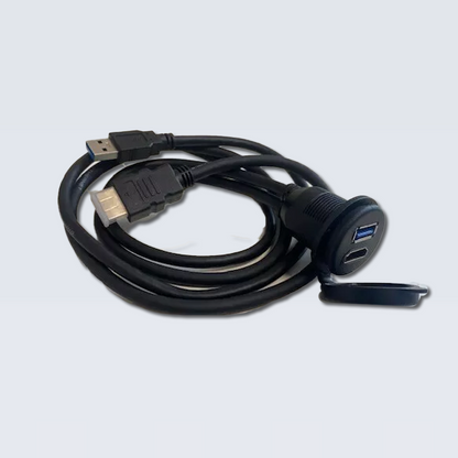 USB Panel Flush Mount Cable 0.8MTR USB 3.0 &HDMI Male to Female Ext WATERPROOF