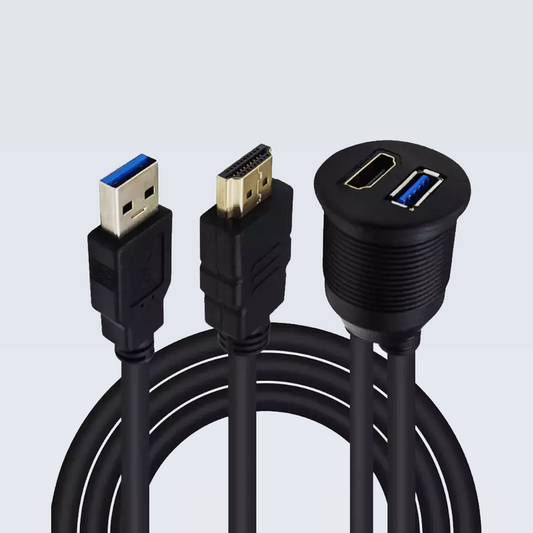 USB Panel Flush Mount Cable 0.8MTR USB 3.0 &HDMI Male to Female Extension